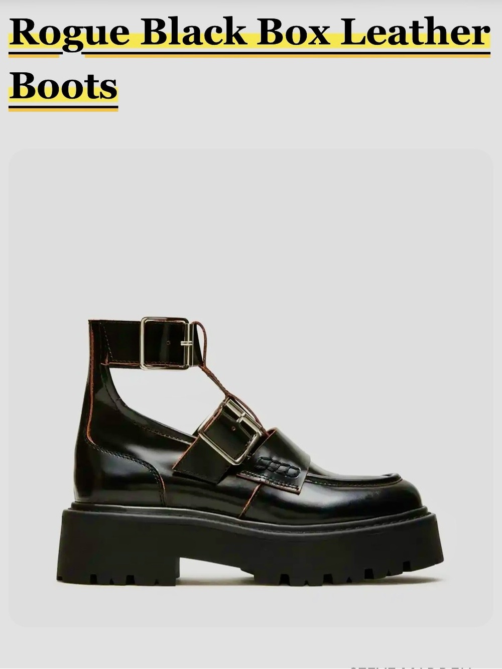 Steve Madden Black Leather Cutout Buckle Platform Loafers
